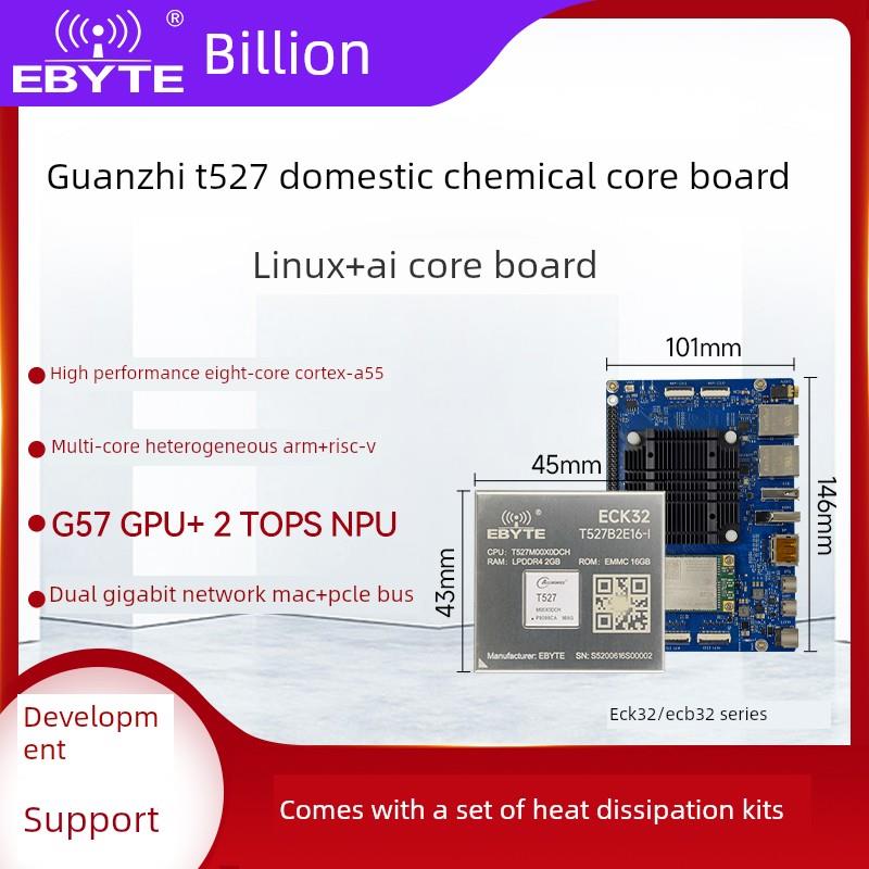 国产全志T527工业Linux AI核心板8核A55嵌入式3.5寸双千兆单板机