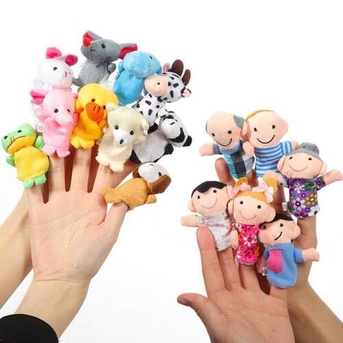 Cartoon Animal Family Finger Puppet Soft Plush Toys Role Pla