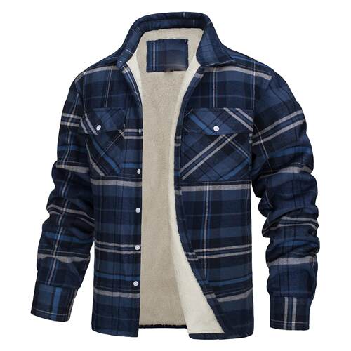 Men's outerwear long sleeved lapel plaid thick shirt men's