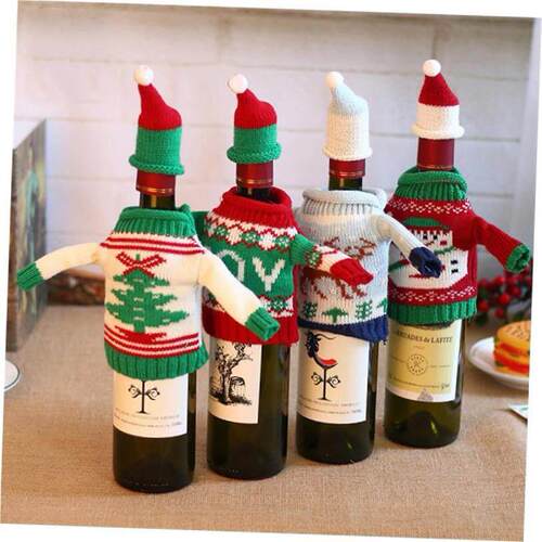 Merry Christmas red wine bottle clothes and hat 圣诞酒瓶套