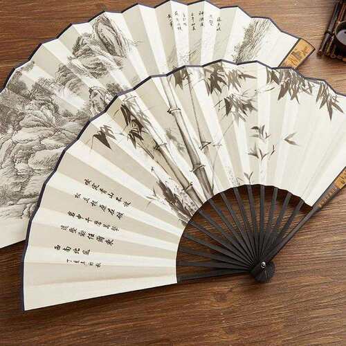10寸古风扇子折扇中国风男士款夏季绢布夏天竹扇汉服扇子无