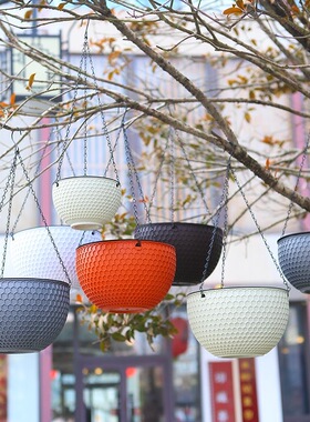 藤编塑料花盆欧式吊兰盆挂盆悬挂式树脂花盆蜂窝吊篮盆