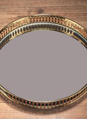 高档现水代美式欧式古典轻奢北镜收纳化妆品首饰托盘客厅面摆件果