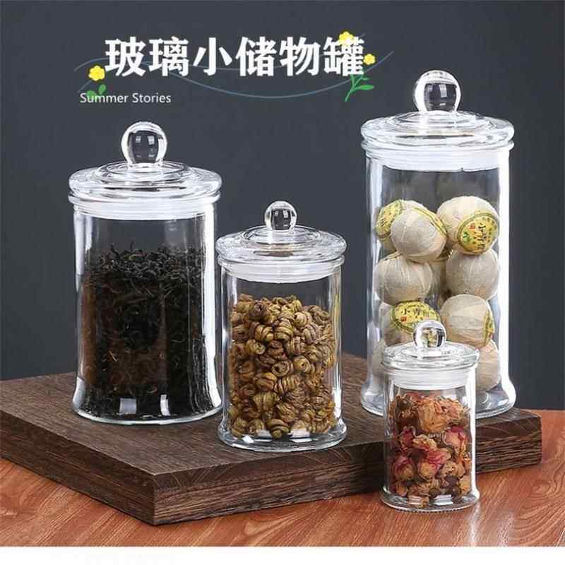 玻璃茶叶罐密封罐储物罐大号透明中药材干果粮食防潮花茶玻璃瓶子