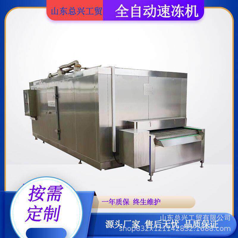 蔬菜条全自动速冻机海鲜隧道式速冻设备虾滑网带式速冻机厂家