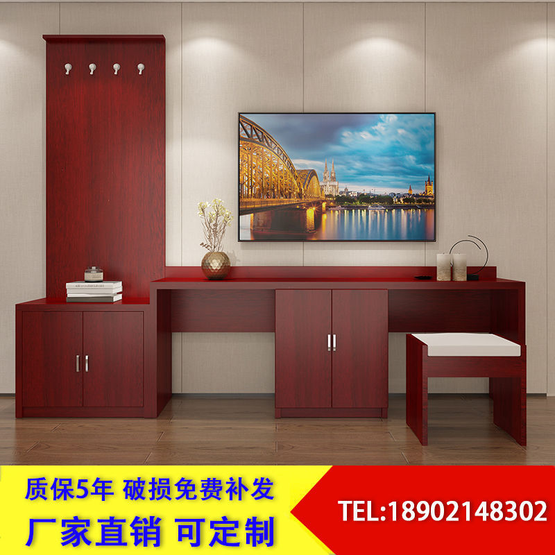 简约酒店民宿宾馆标间现代公寓家具软包床靠高低桌电视柜全套组合