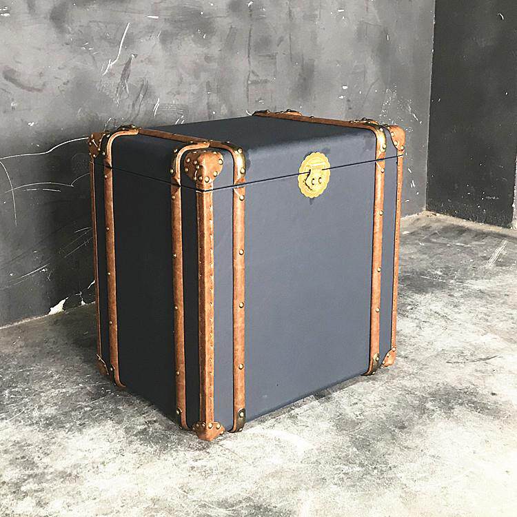 美式乡村复古皮箱边几loft工业风铆钉储物个性创意样品房床头柜
