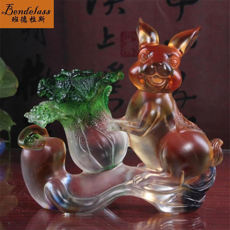 班德拉斯 人生如意兔琉璃工艺品摆件 客厅店铺装饰 开业商务礼品