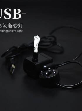 V潜水泵超静音USB鱼缸工艺品LED抽水泵迷你小微型太阳能假山造景