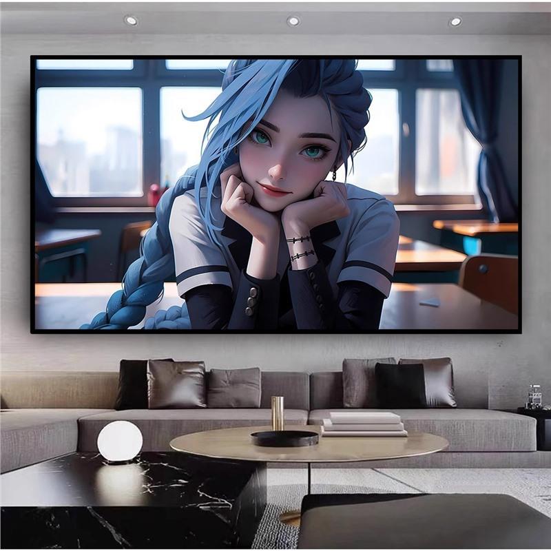 暴走萝莉金克丝LOL英雄联盟挂画游戏网咖装饰画电竞房间卧室壁画