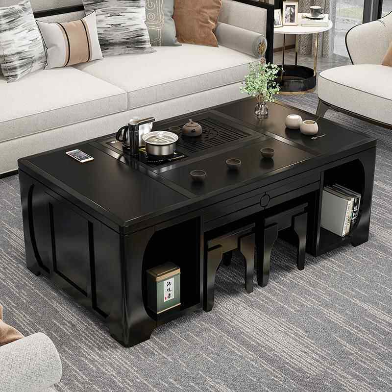 高档升降夫茶公桌家用客厅智台能全自动办室泡茶茶几功带烧水壶一