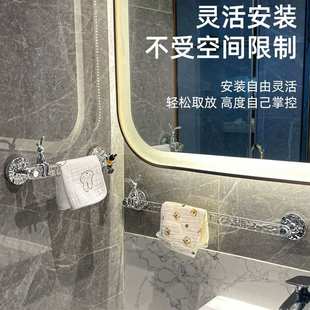 轻奢毛巾架免打孔卫生间置物架浴室高档毛巾挂杆洗漱台单杆浴巾架