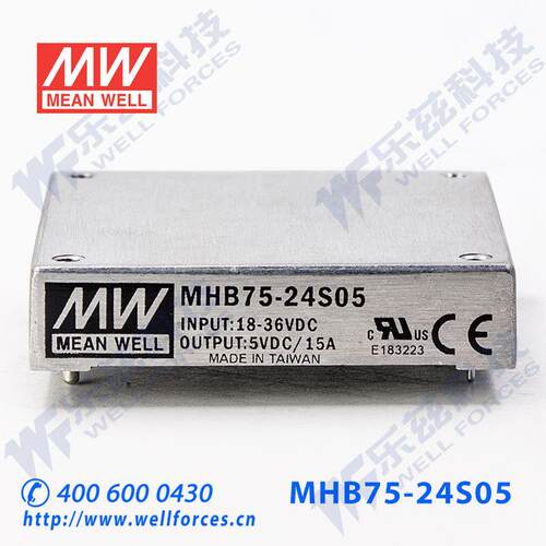 明纬DC-DC转换电源MHB75-24S24 75W18~36V转24V3.13A单路输出