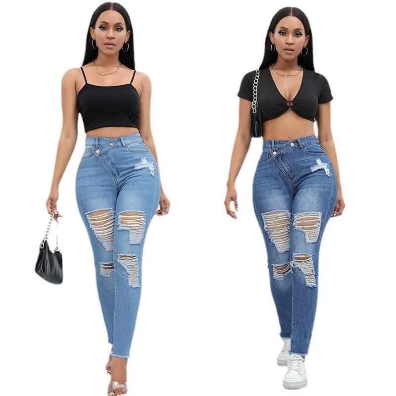 Fashion jeans ripped trousers sexy high waist skinny pants