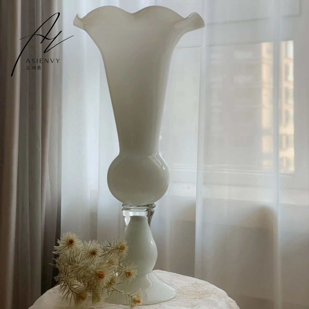 样板间复古装饰品插花软简约现代桌面花瓶欧式花器玻璃家居黑色