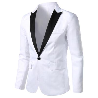 Men's color blocked single suit, youth wedding banquet