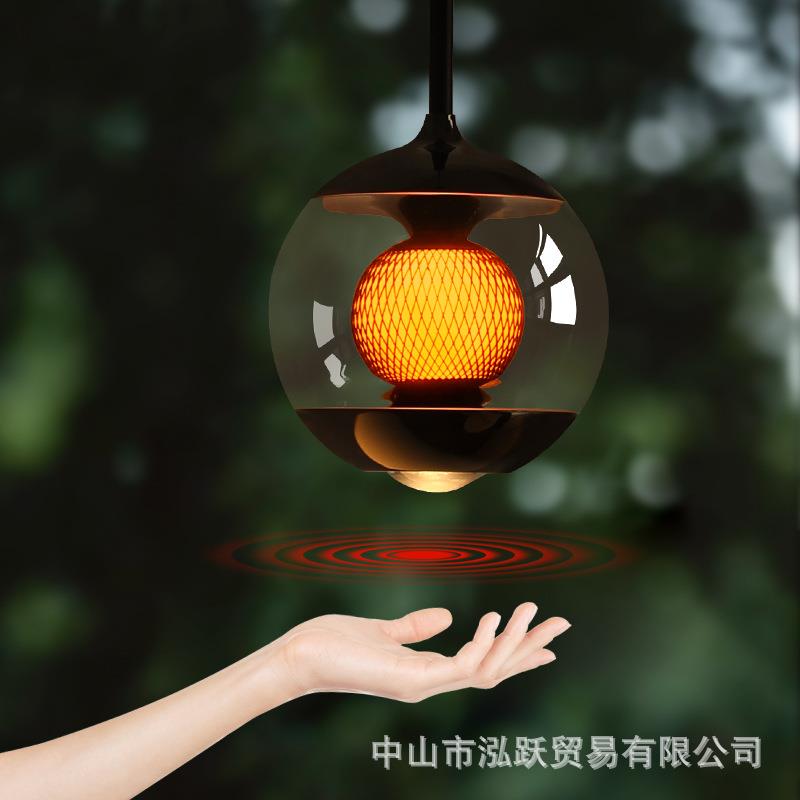 意玻璃球单头灯126创意复古工式吊业风餐厅吧台透明灯床圆头小吊