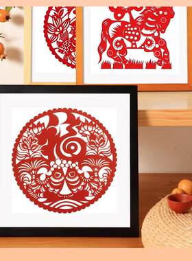 新款直销?实木质手工剪纸相框正方形挂墙福字十字绣画框外框架装