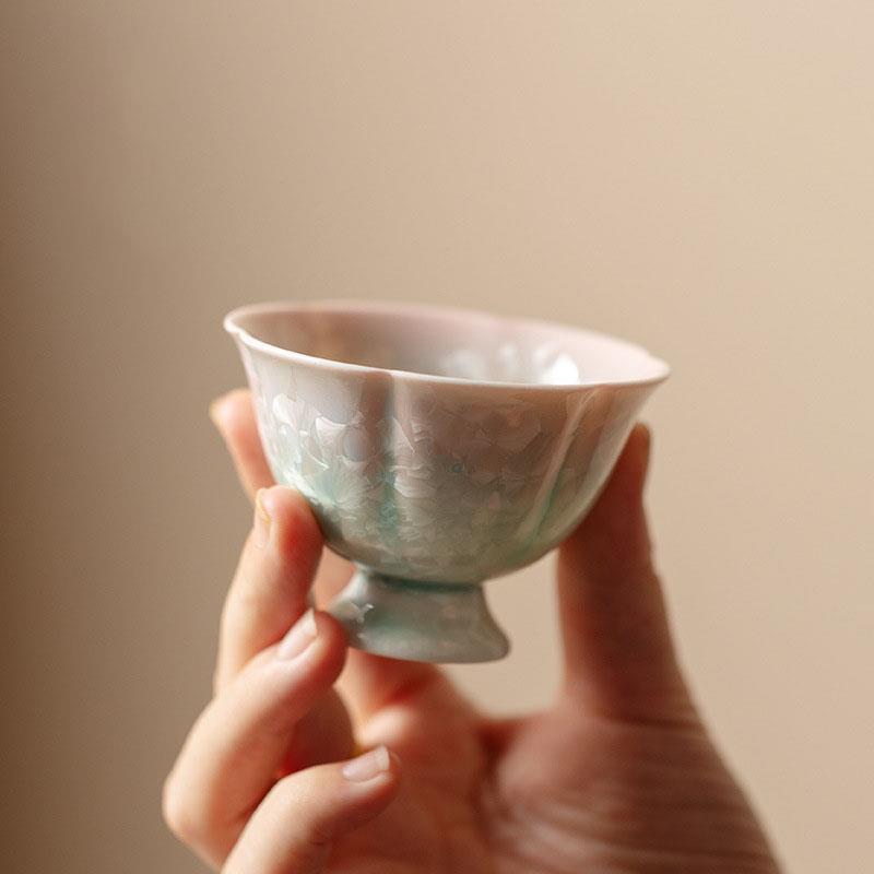 山房丨结晶釉窑变陶瓷高脚杯 家用轻奢大号主人杯单杯创意茶具