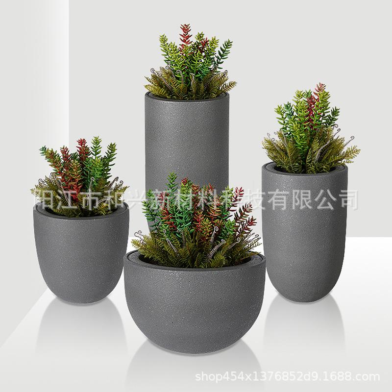 厂家户外大号圆形花瓶室内组合绿植盆栽简约玻璃钢花盆落地摆件