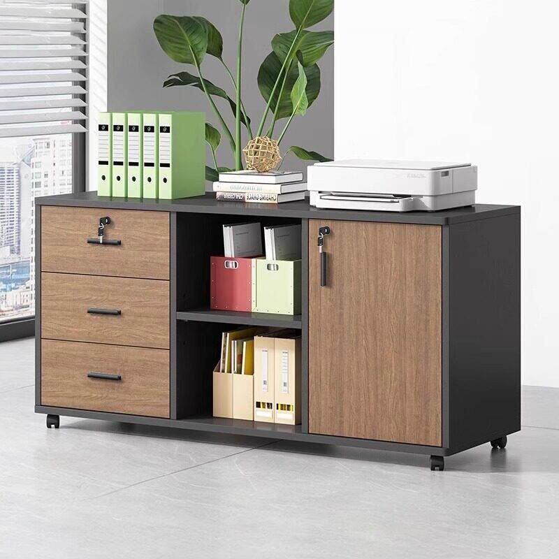 文件柜办公室木质带锁小柜子移动收纳柜抽屉柜带轮桌下收纳柜矮柜