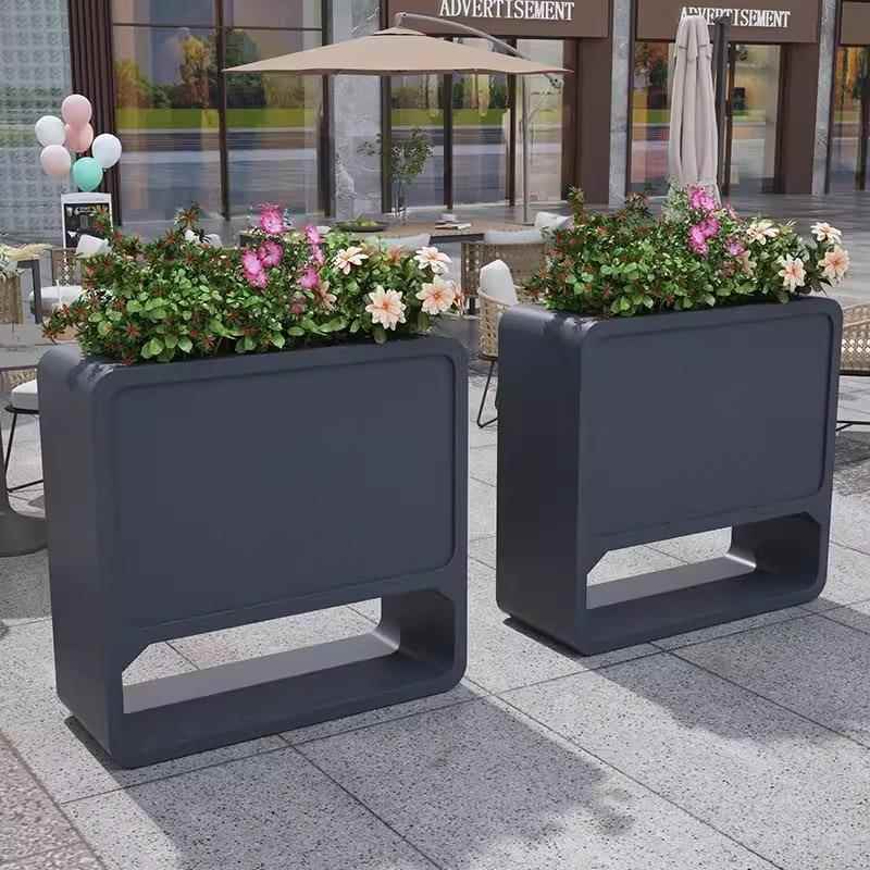 户外不锈钢花箱组合隔断室外铁艺花槽长方形花盆商业小区广场花坛
