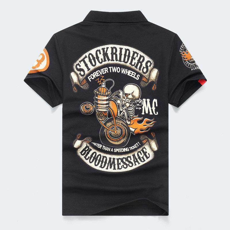 潮牌代购春夏哈雷摩托POLO衫青少年珠地棉翻领T恤摇滚机车男短袖