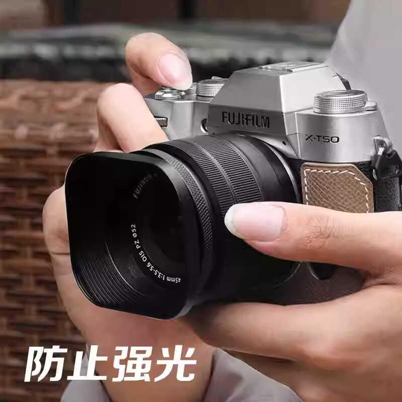 金属方形遮光罩适用富士xc35f2 15-45镜头配件43 52 49 39 40.5mm