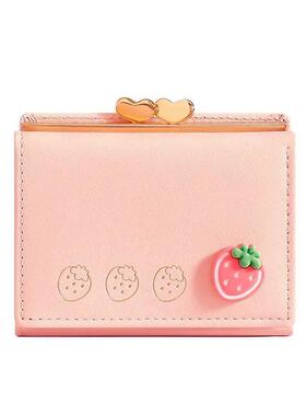 可爱的小皮革口袋钱包的妇女水果印花Bifol