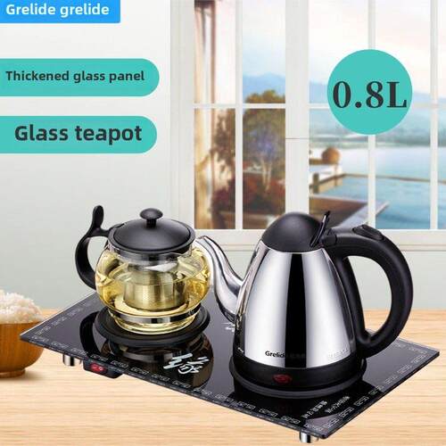 Grelide 格来德煮茶器玻璃茶具套装不锈钢电热水壶保温花茶壶826T