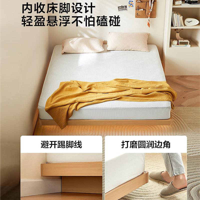 定制悬浮床架无床头床实木榻榻米床新款主卧双人床1米8地台单人床