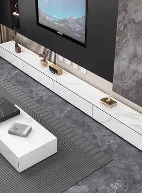 岩板电视柜海棠角组地柜客厅地台用矮柜纯黑色岩悬YYY空板电视柜