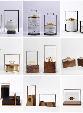 新中式胡桃木提盒摆件酒店样板房书房客厅玄关博古架酒柜软装饰品