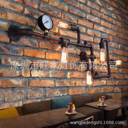 loft复古创意工业风过道装饰个性灯具美式餐厅酒吧铁艺水管壁灯