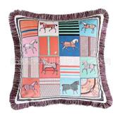 轻奢骏马双面印花方靠垫 复古样板房客厅沙发抱枕含芯 欧式