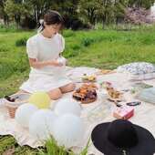 美野20220329作元 户外小防众郊游餐垫清新田园春游坪公园草 素法式