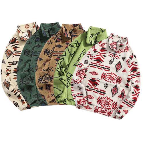 Men ' s Half - Zip Sweater , Trendy Unique Ethnic Pattern