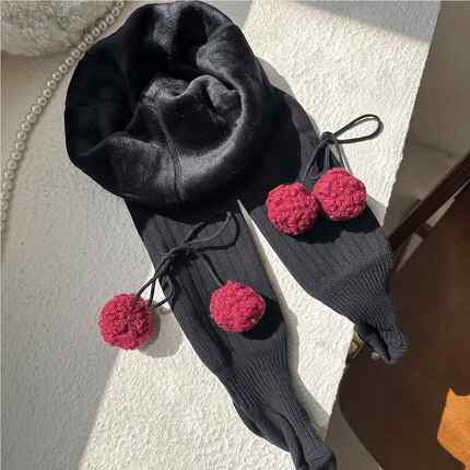 女小童加绒加厚连裤袜冬保暖打底裤女宝宝蝴蝶结毛球洛丽塔打底袜
