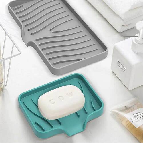 1 Pcs Silicone Soap Tray/Stand, Self-Draining Soap Pad,Multi