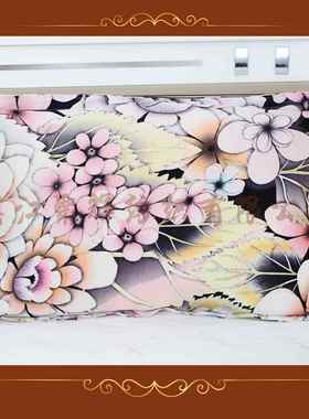 M16M素绉缎加厚双面m桑蚕丝枕套粉底花3c边框款式JH-01111真枕丝