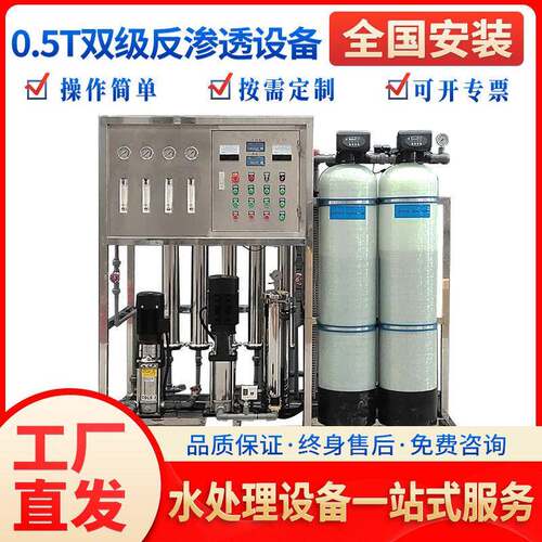 0.5t双级反渗透纯水设备工业纯净水ro水处理去离子超纯水处理设备