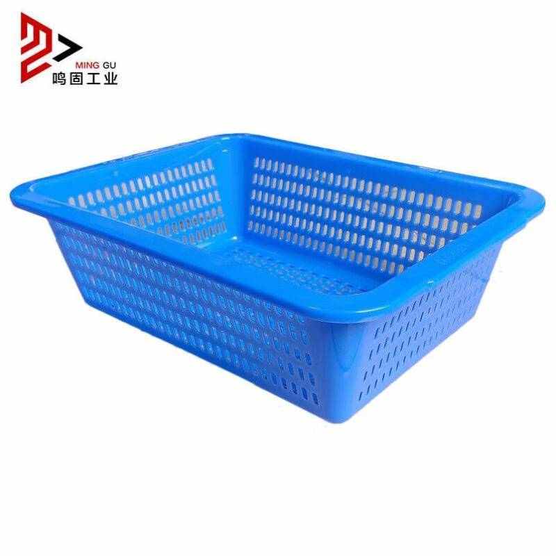 鸣固塑料筐沥水收纳篮仓储物流分拣篮快递周转筐蓝色9号570*41