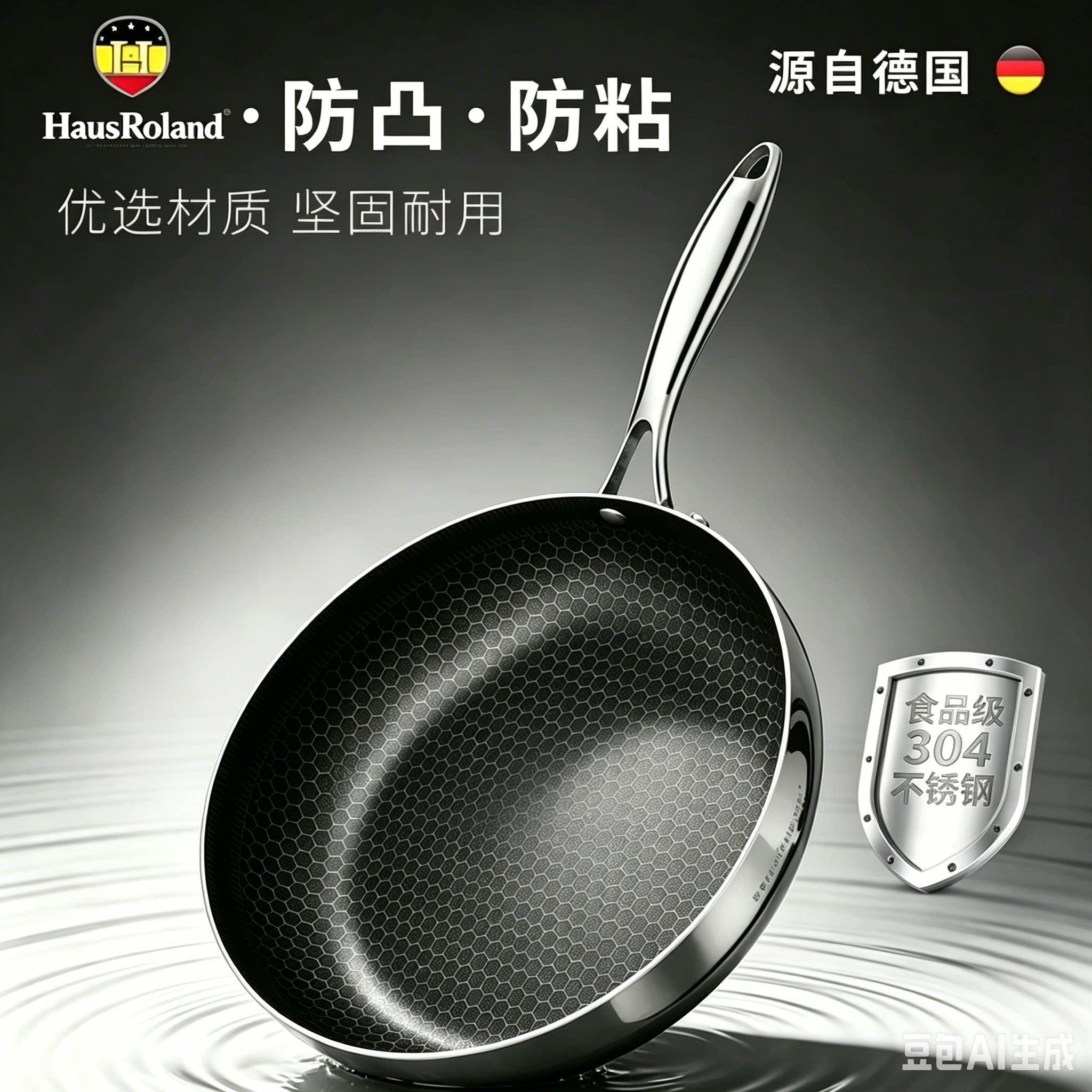 HAUSROLAND 蜂窝不粘锅家用煎锅牛排锅电磁炉燃气灶通用平底锅