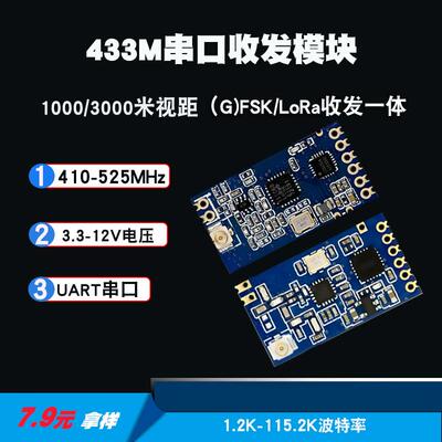 LORA扩频串口透传433双向收发无线模块远距离射频传输模块LLCC68