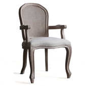 复古藤编餐椅实木法式 乡村休闲扶手椅 椅子靠背咖啡厅酒吧民宿美式