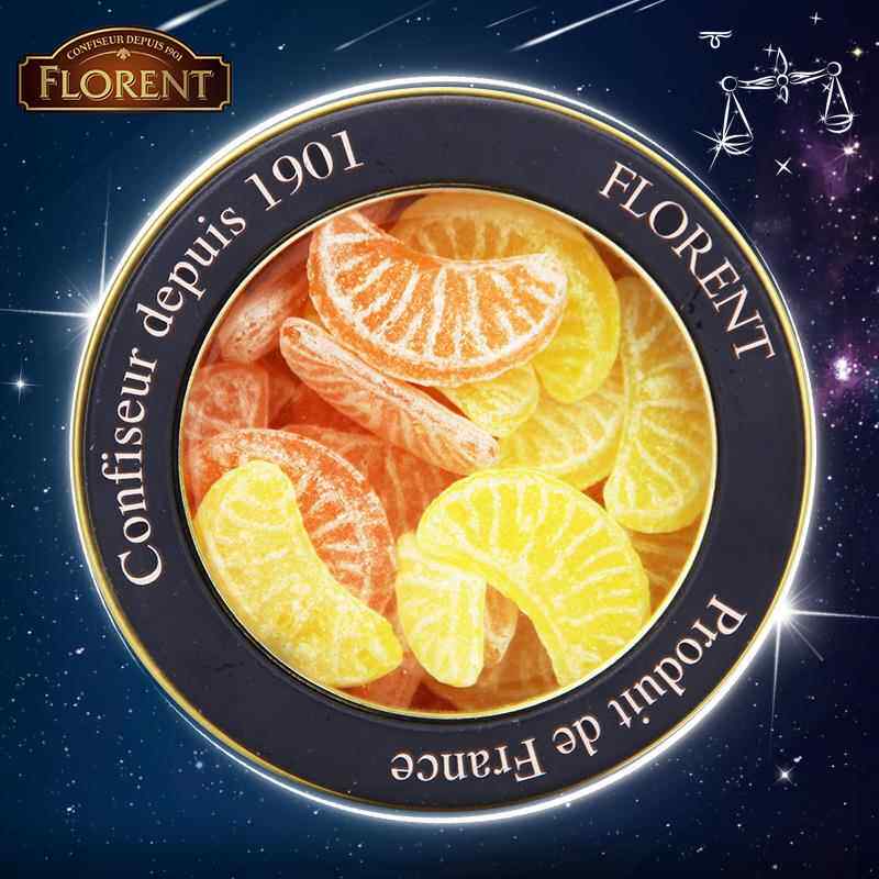 包邮 法国原装进口Florent费罗伦 桔子柠檬水果糖200g 生日礼物