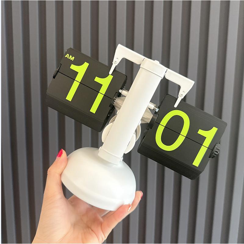 极简自动翻页钟客厅座钟翻页时钟桌面摆件电子钟复古机械数字