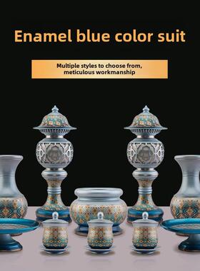 黄铜佛具用品大全供具供佛家用佛前莲花供水杯花瓶供果盘香炉全套