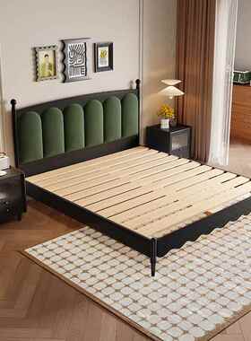 实新款DOF法式软复古床双人床1.8米美式典雅黑色实木床包婚房木床