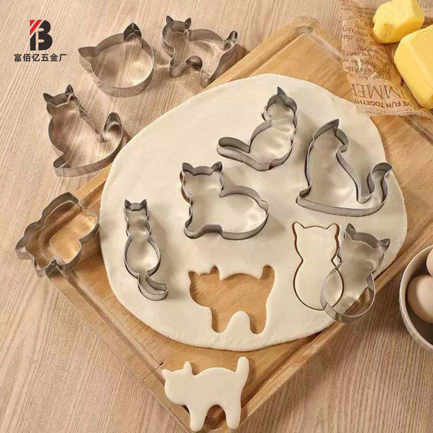 亚马逊热销小猫不锈钢饼干模具 猫咪DIY创意切模组合套装烘焙工具